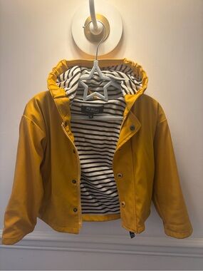 Hublot Kids Yellow Hooded Raincoat with Striped Lining